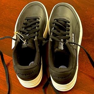 Reebok Black Leather Tennis Sneakers